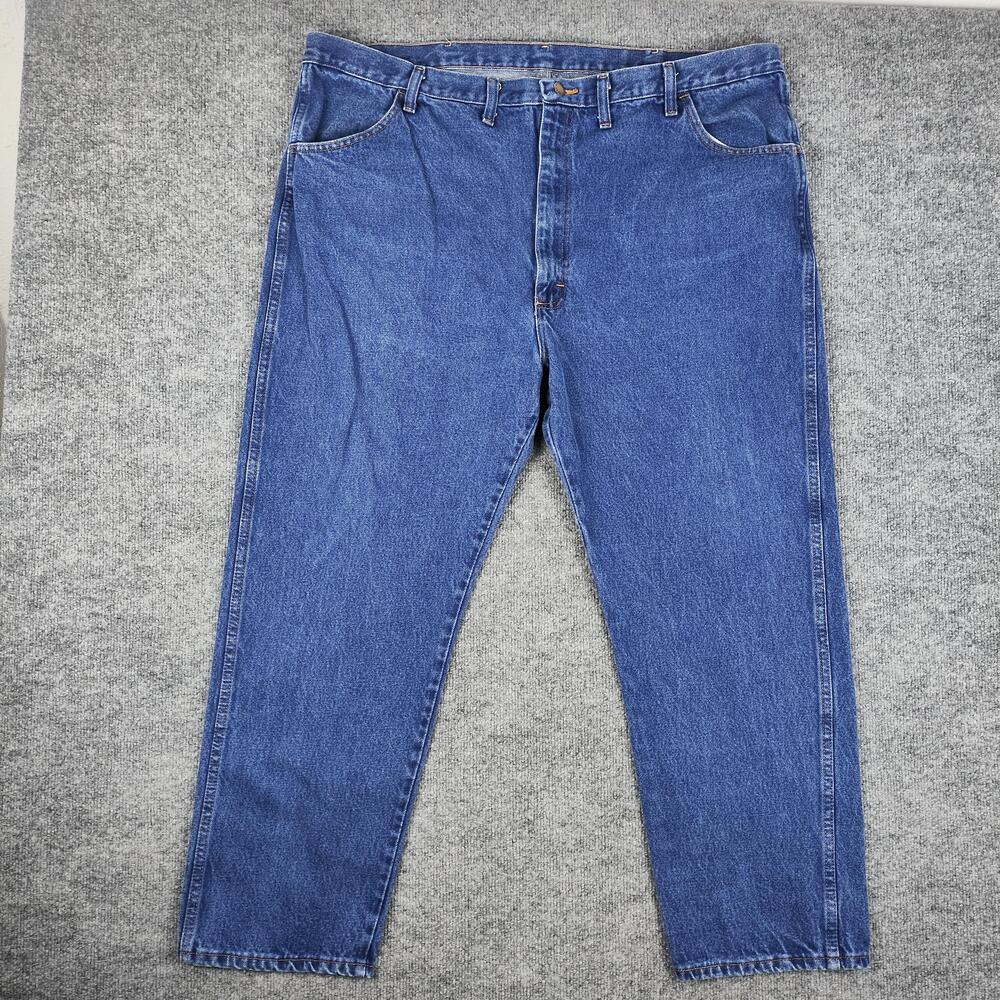 Rustler Jeans Mens 46x30 Blue Medium Wash Relaxed Straight Denim Pants 87619PW
